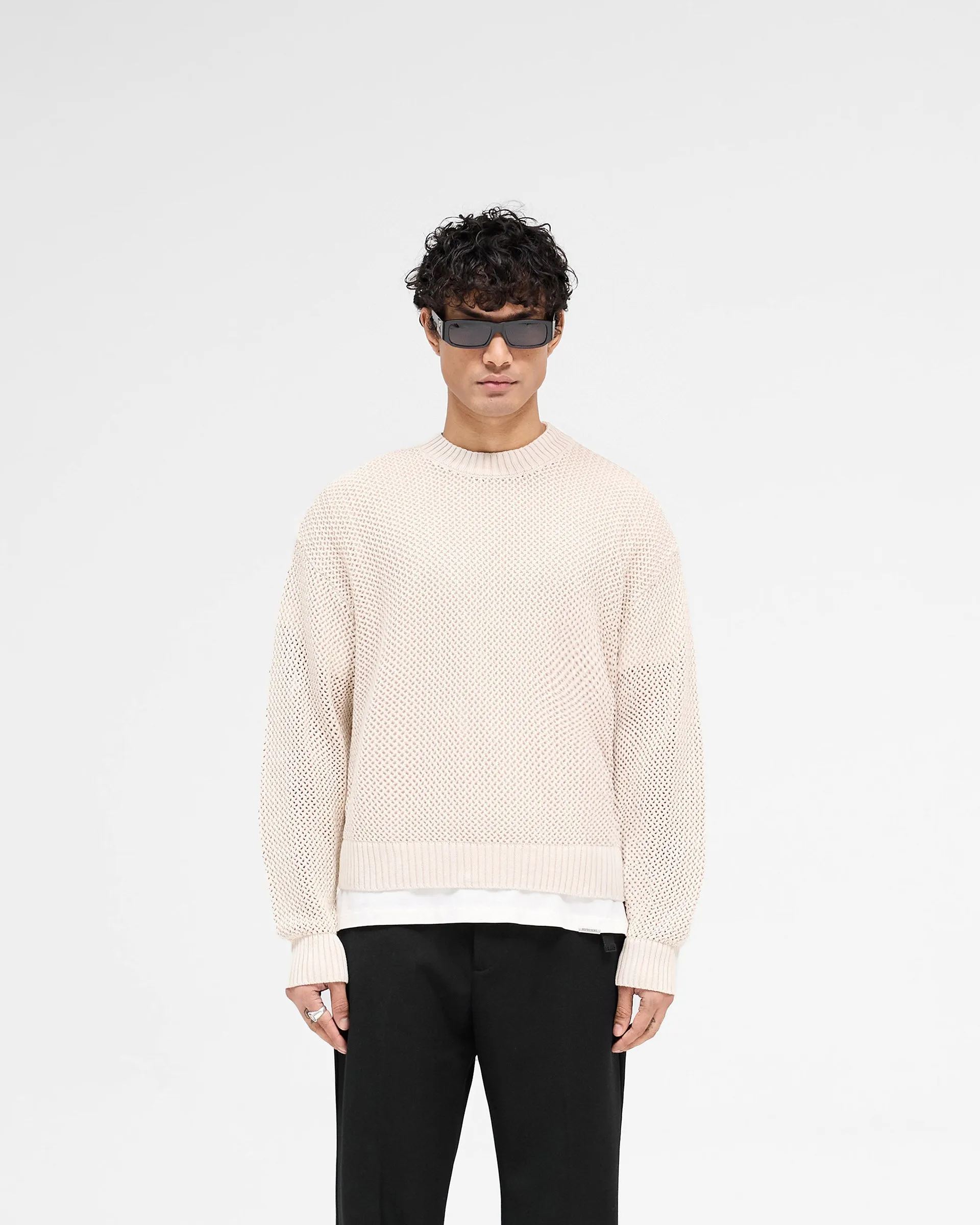 Open Gauge Knit Sweater - Off White