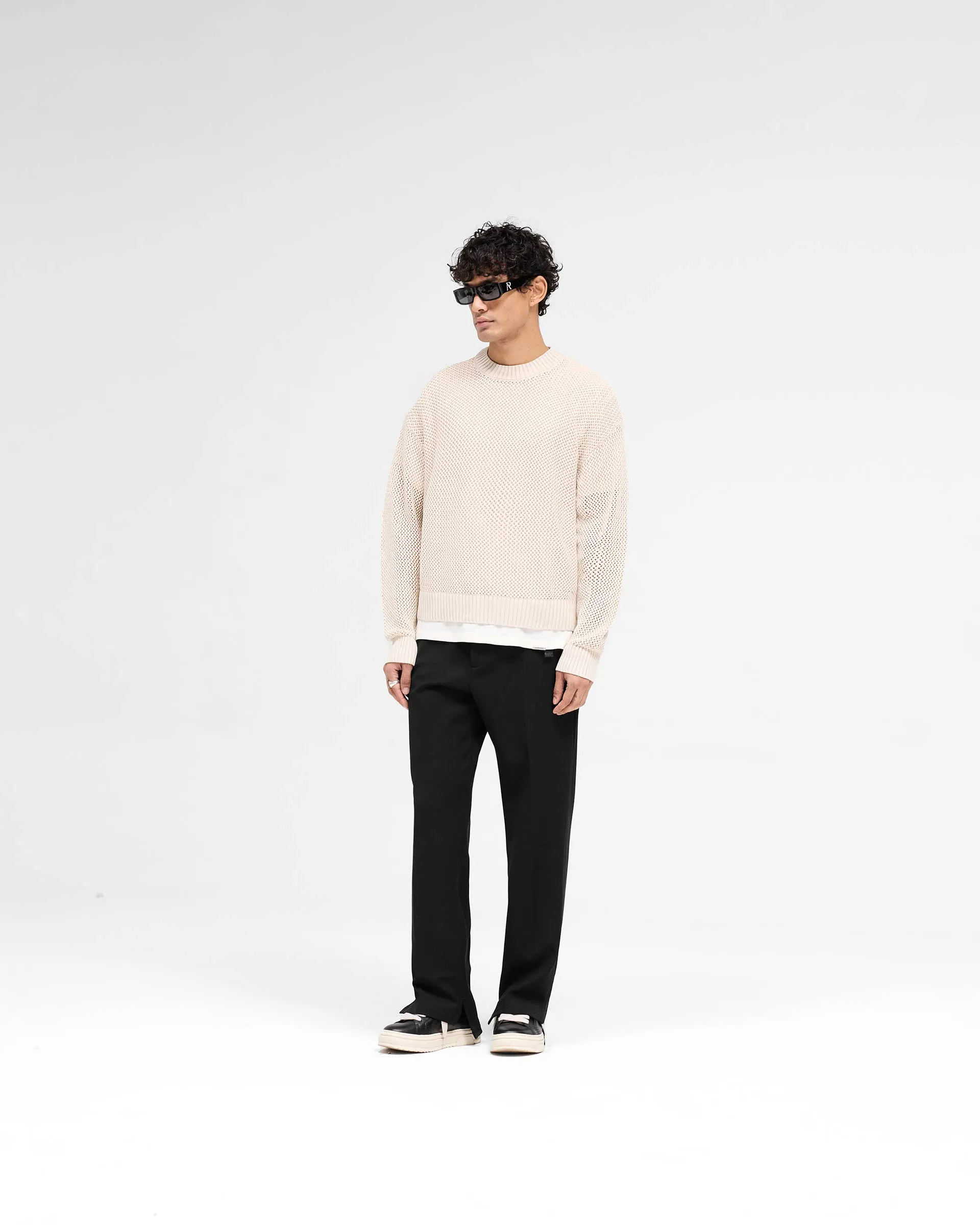 Open Gauge Knit Sweater - Off White