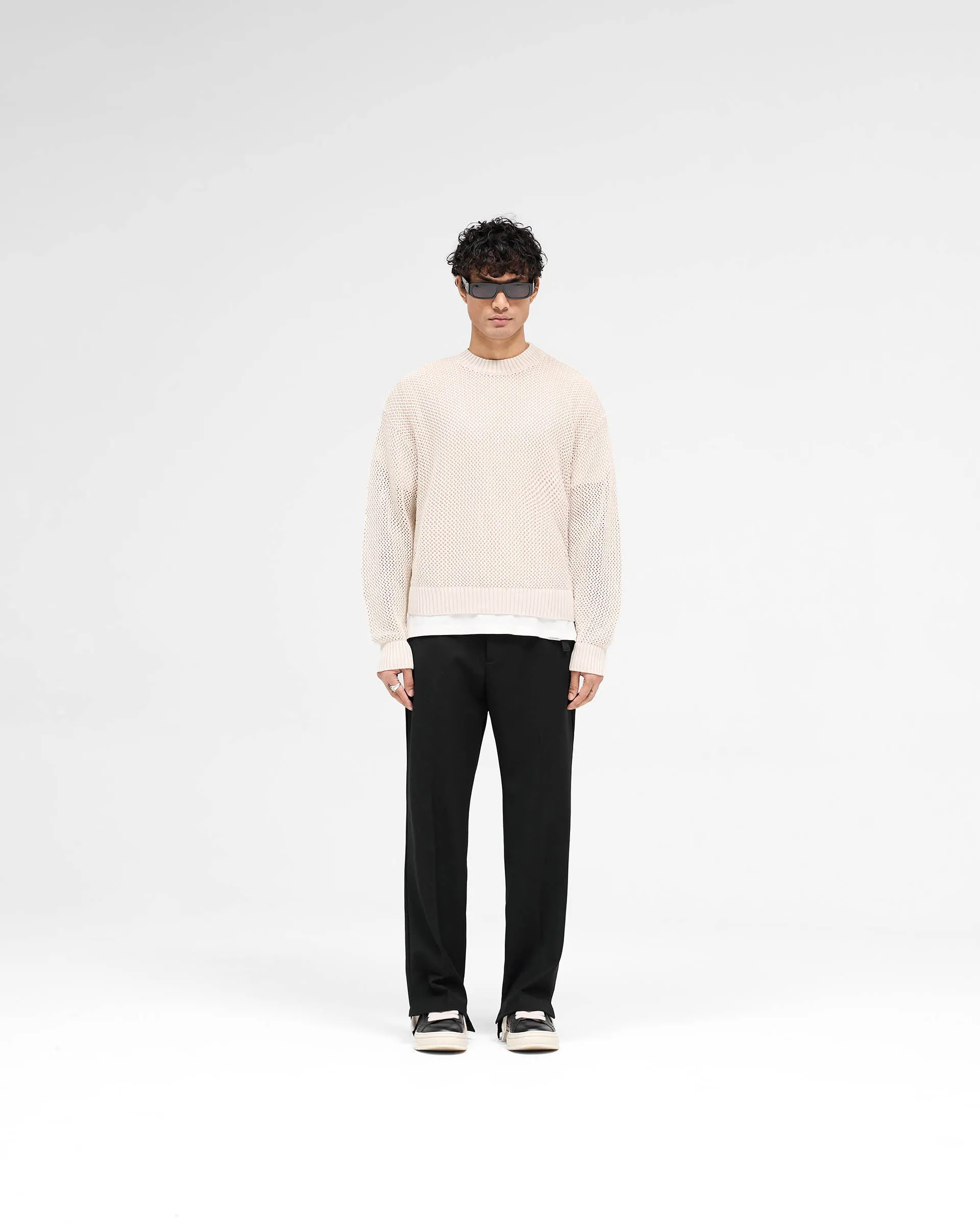 Open Gauge Knit Sweater - Off White