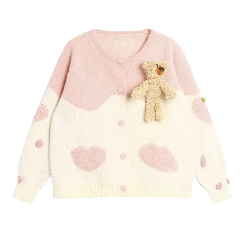 Pink Lovely Heart Knit Sweater PL52773