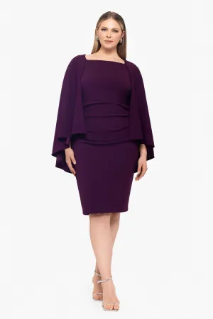 Plus "Moira" Scuba Crepe Caplet Knee Length Dress