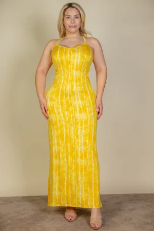 Plus Size Tie Dye Printed Cami Bodycon Maxi Dress (CAPELLA)