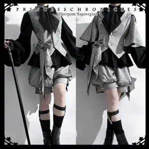 Princess Chronicles~Rabbit Hunting Glacier Gray~Vintage Lolita Grey Coat Kawaii Rabbit Ear Set