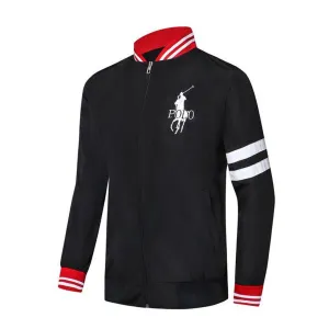 Prl Double White Strap Hand Design Black  Jacket Tracksuit