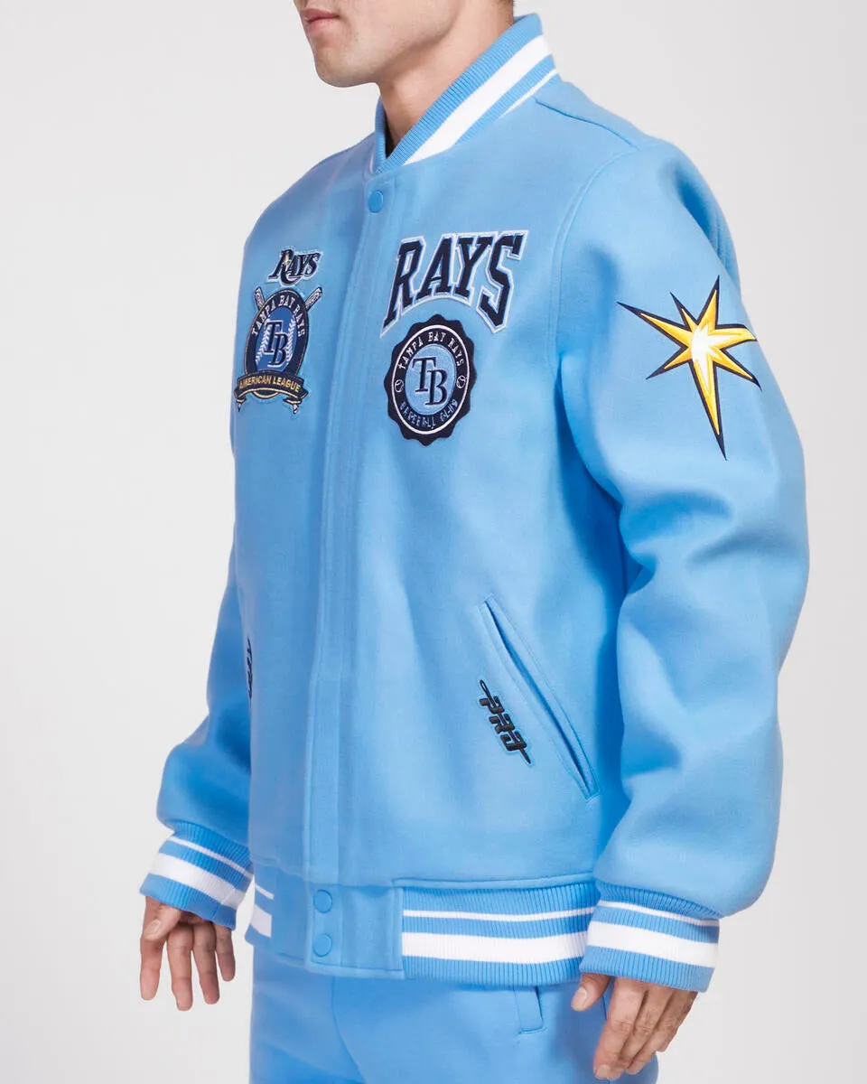 PRO STANDARD TAMPA BAY RAYS CREST EMBLEM WOOL VARSITY JACKET (UNIVERSITY BLUE)