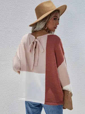 Puff Sleeve Tie Back Sweater