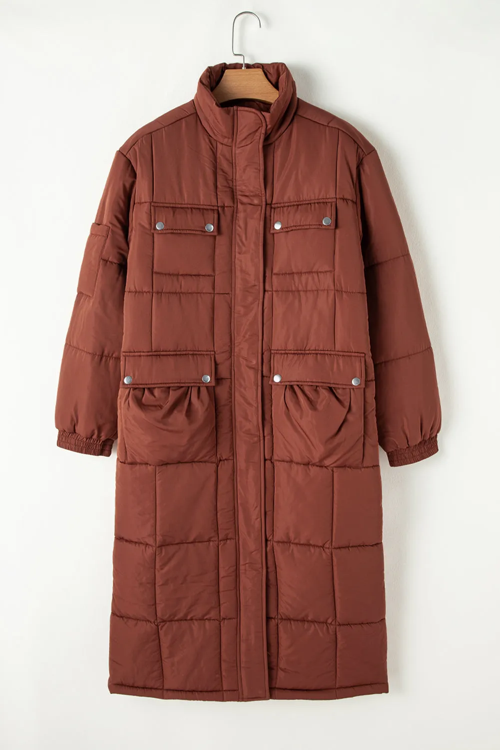 Quilted Puffer Stand Neck Mid-length Coat