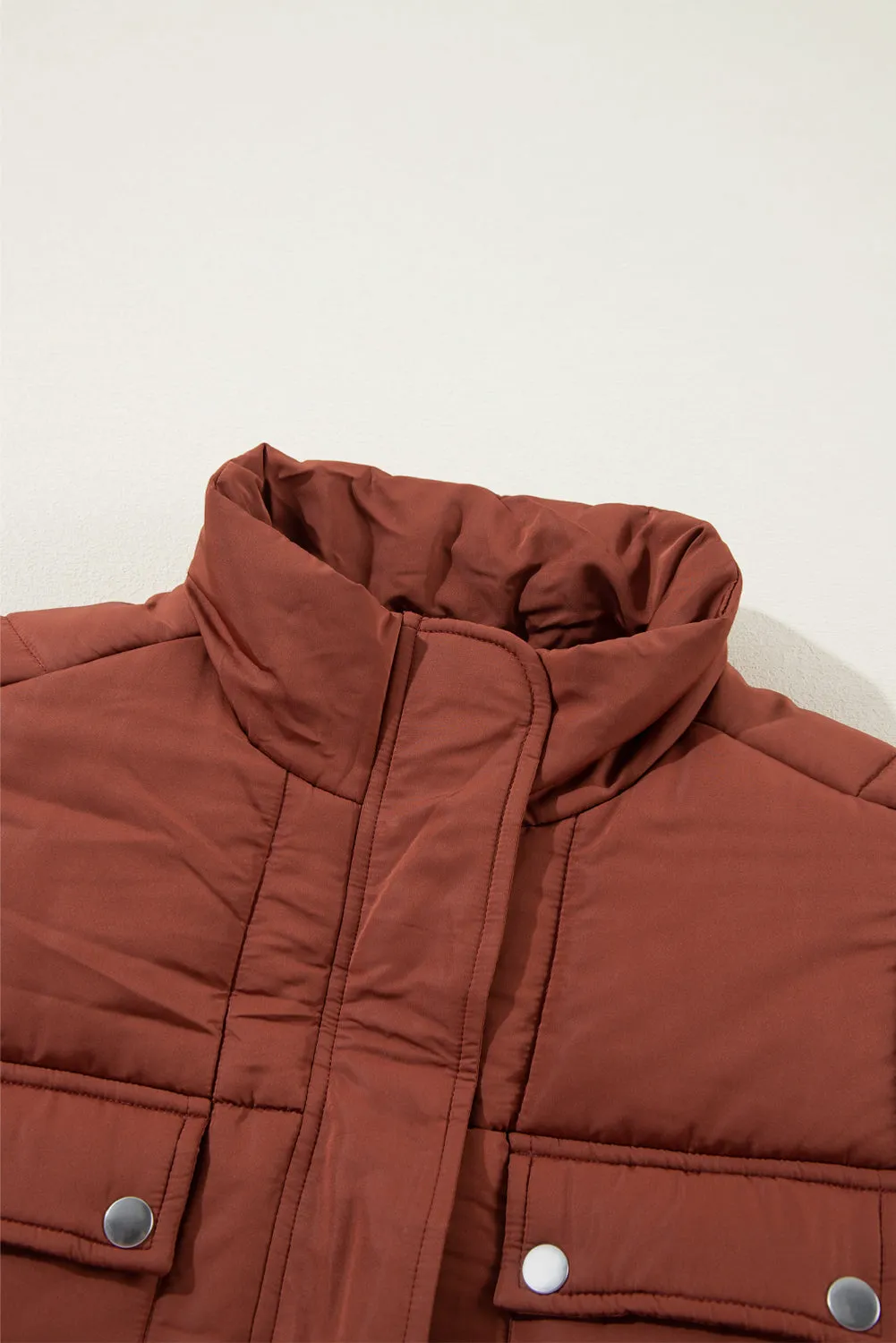 Quilted Puffer Stand Neck Mid-length Coat