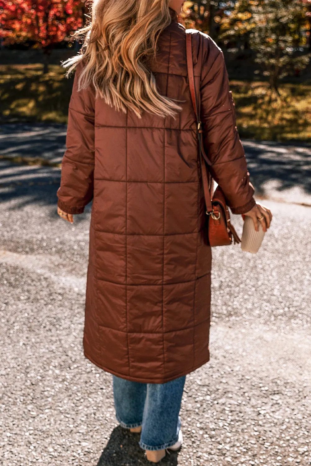 Quilted Puffer Stand Neck Mid-length Coat