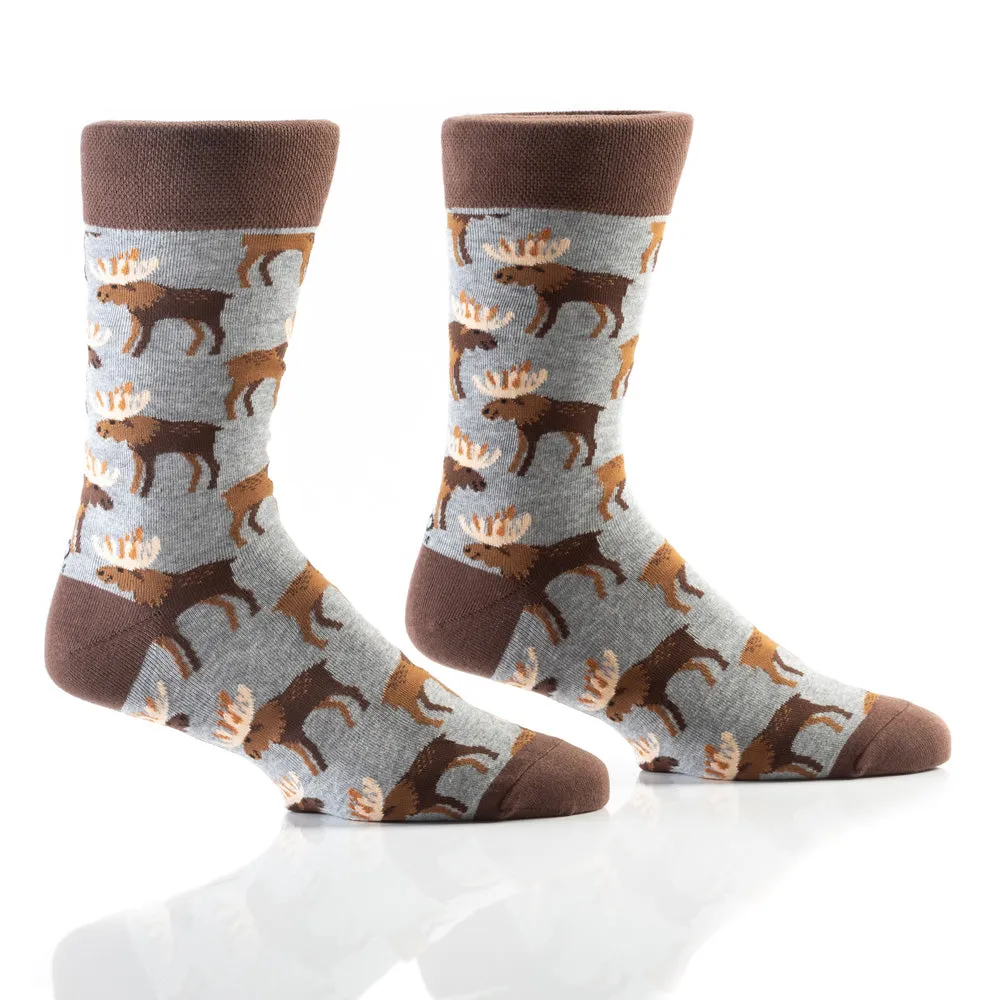 "Mackey Moose" Cotton Dress Crew Socks by YO Sox - Large