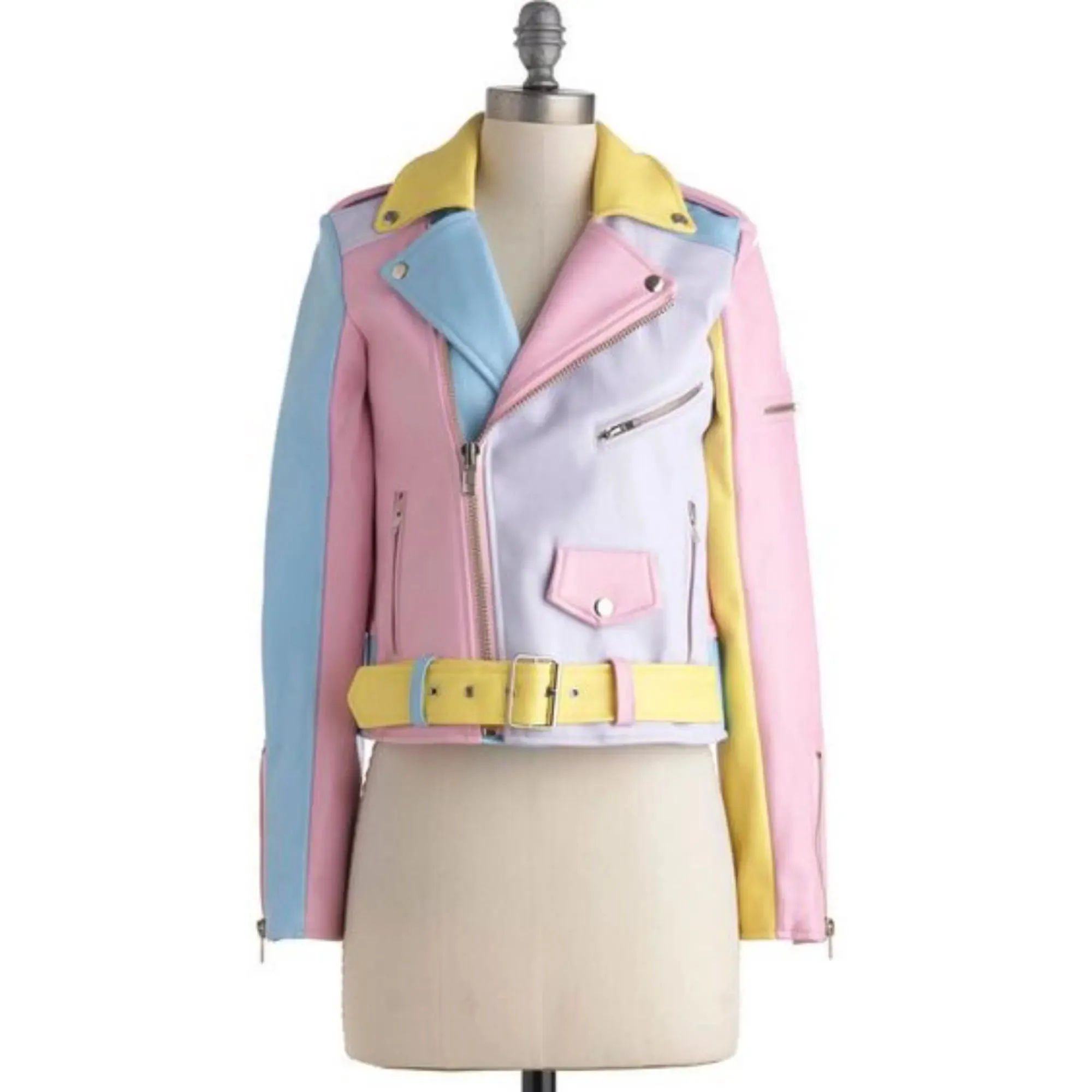 Rainbow Biker Pastel leather jacket