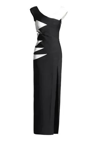 Refined Off Shoulder V Neck Cutout Bandage Bodycon Slit Formal Maxi Dress