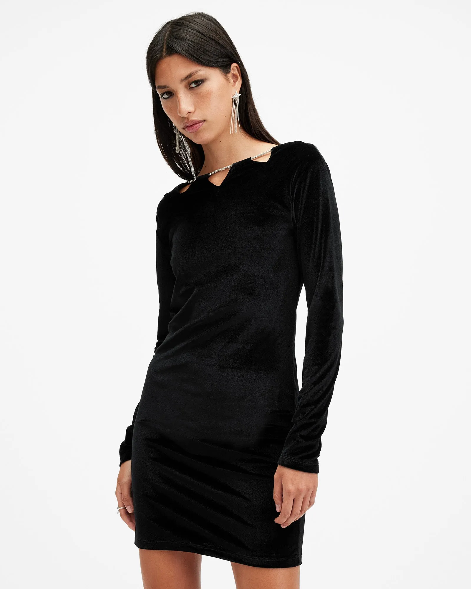 Regina Velvet Sparkle Drawcord Mini Dress