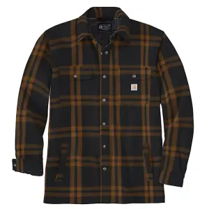 Relaxed Fit Flannel Sherpa-Lined Shirt Jacket - Black