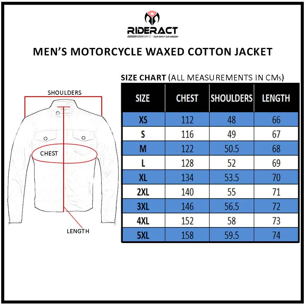 RIDERACT®  Waxed Cotton Motorcycle Jacket Black Stellar