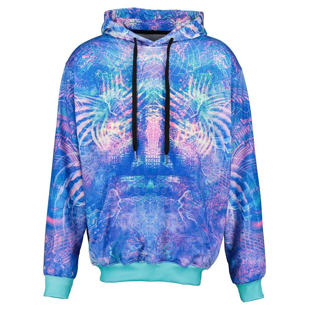 Sacred Geometry Hoodie | Fractal Hoodie | Psy Clothing | Festival Hoodie | Psychedelic Sweater | Yakeken Blue Magic (HD)