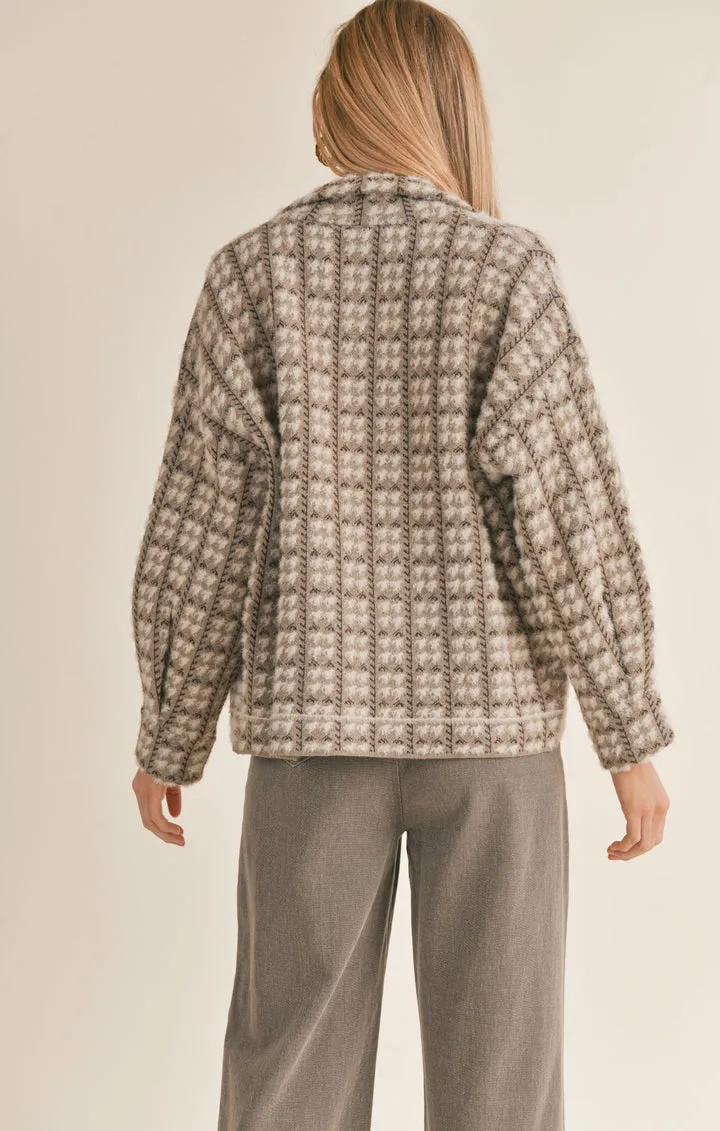 SAGE THE LABEL Indira Houndstooth Sweater Jacket