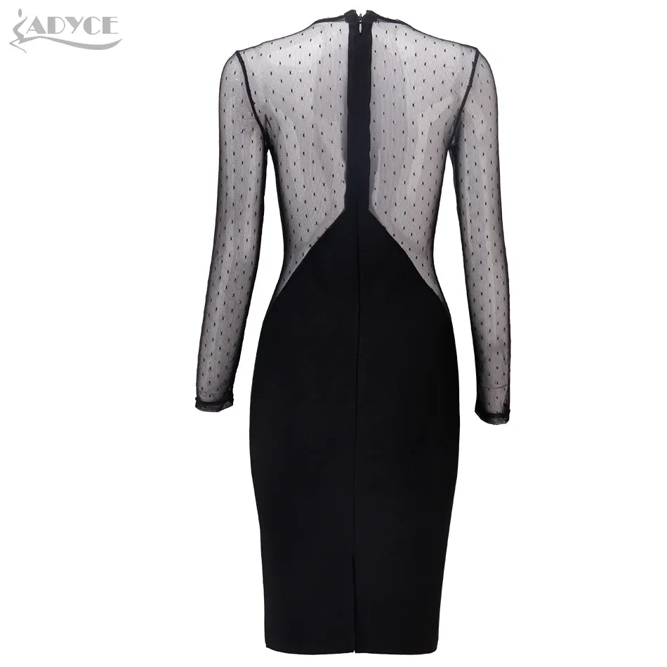 See-through Mesh Long Sleeve Chic Lace O-Neck Vestidos