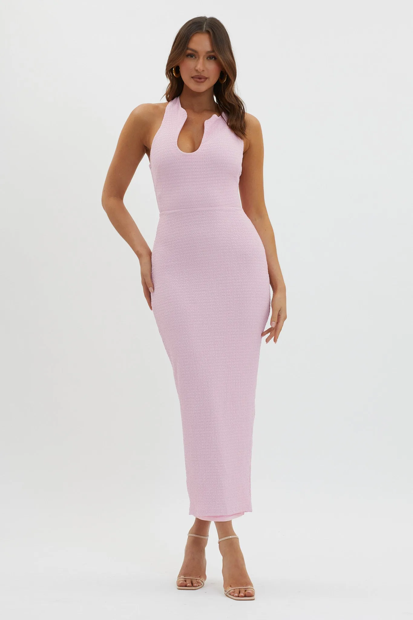 Seek And Find Asymmetric Neckline Dress Pink