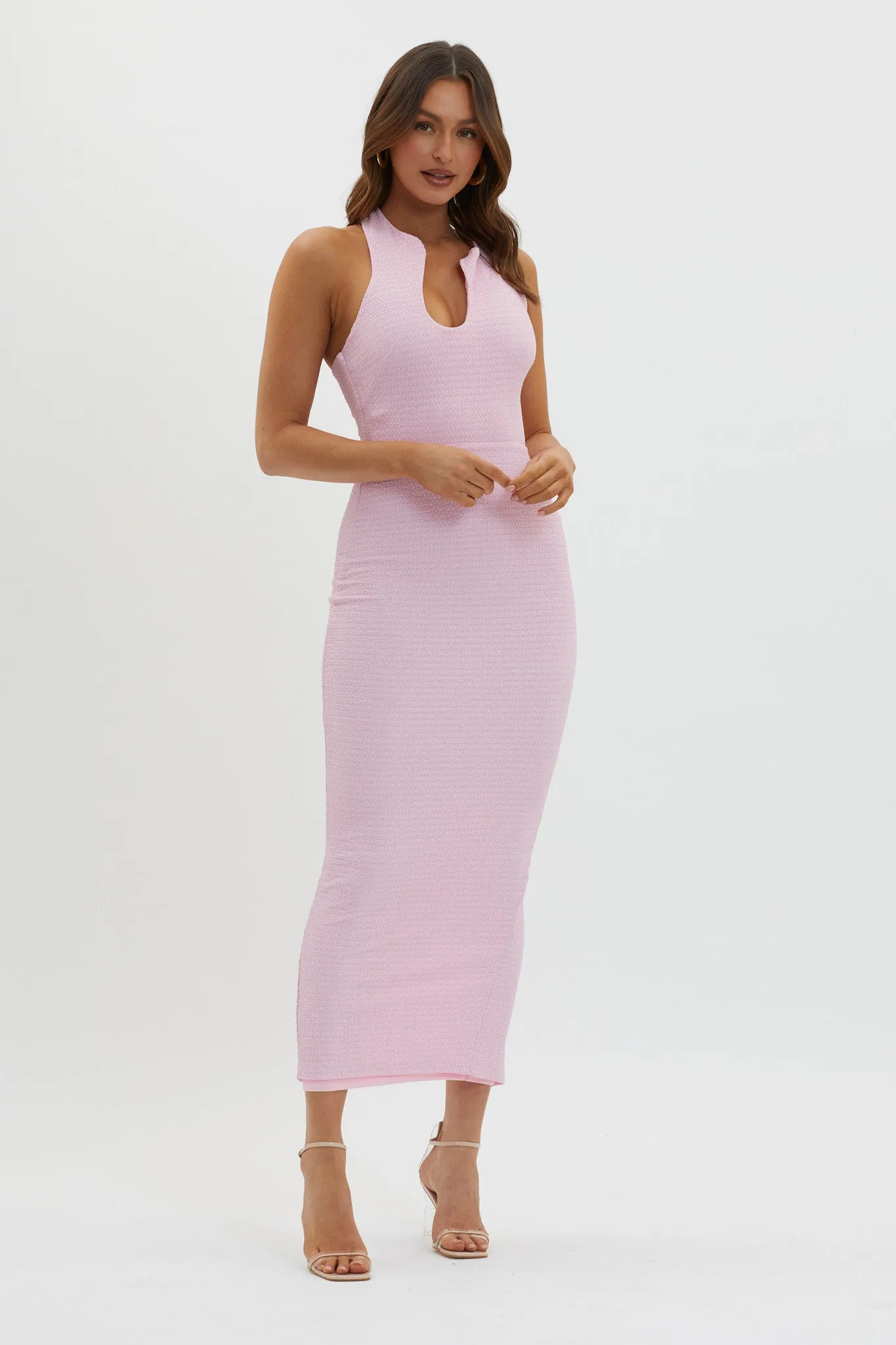 Seek And Find Asymmetric Neckline Dress Pink