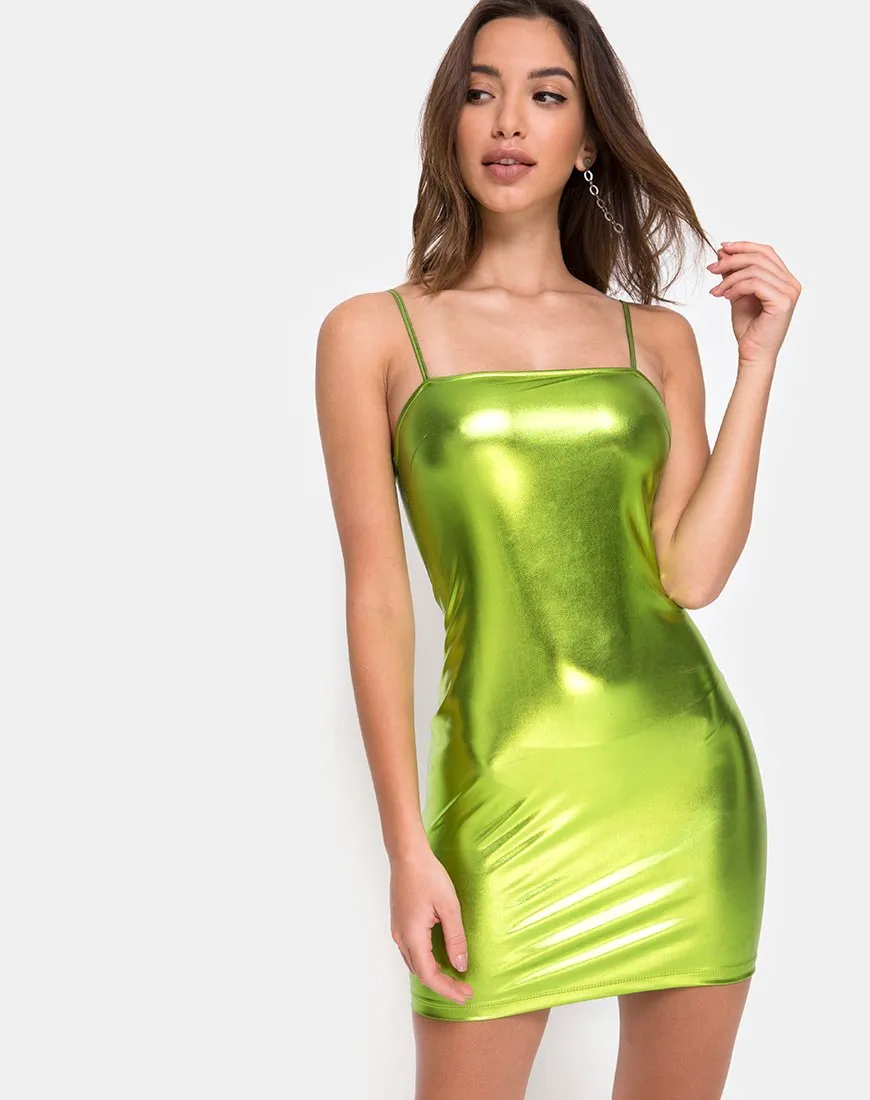 Selah Dress in Metallic Green