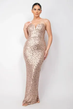 Sequin V-bar Crisscross Tube Dress