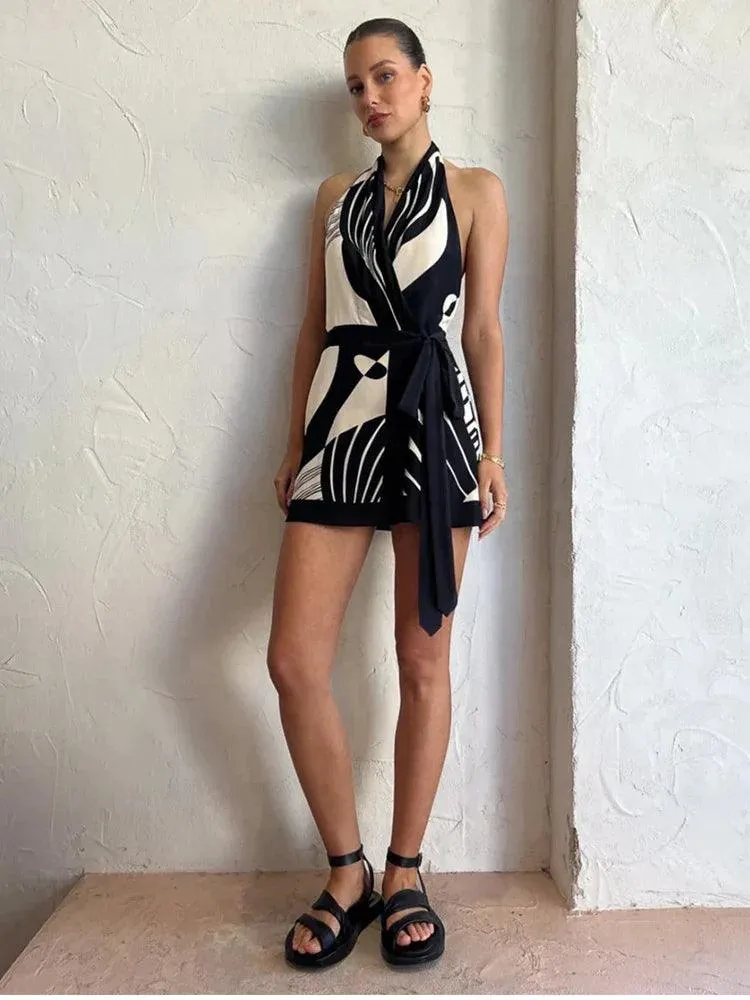 Sexy Backless V-neck Bodycon Dress: Elegant Club Print A-Line for Women