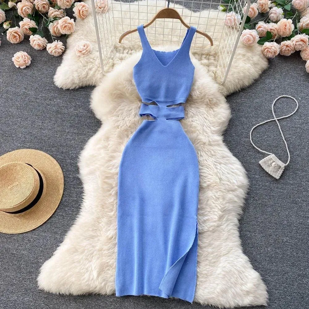 Sexy Cut Out Bodycon Sundress: Chic Knitwear Fashion for Modern Women