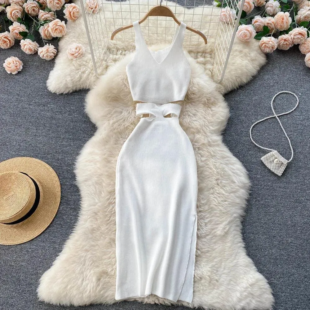 Sexy Cut Out Bodycon Sundress: Chic Knitwear Fashion for Modern Women