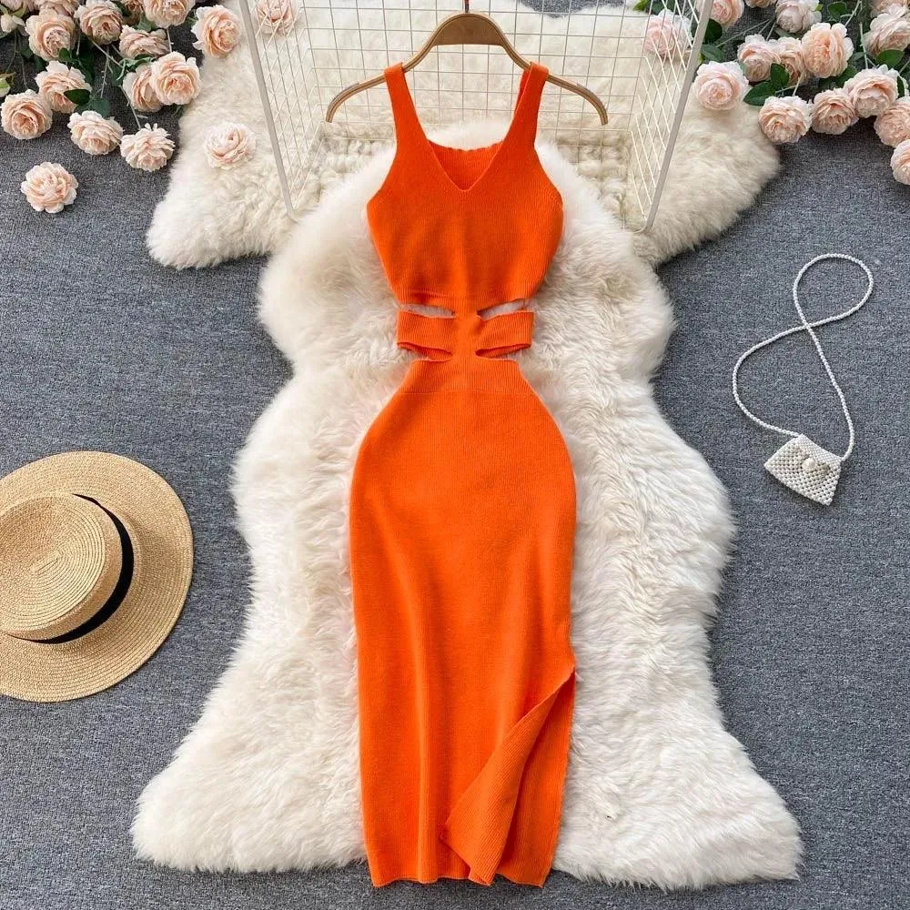 Sexy Cut Out Bodycon Sundress: Chic Knitwear Fashion for Modern Women