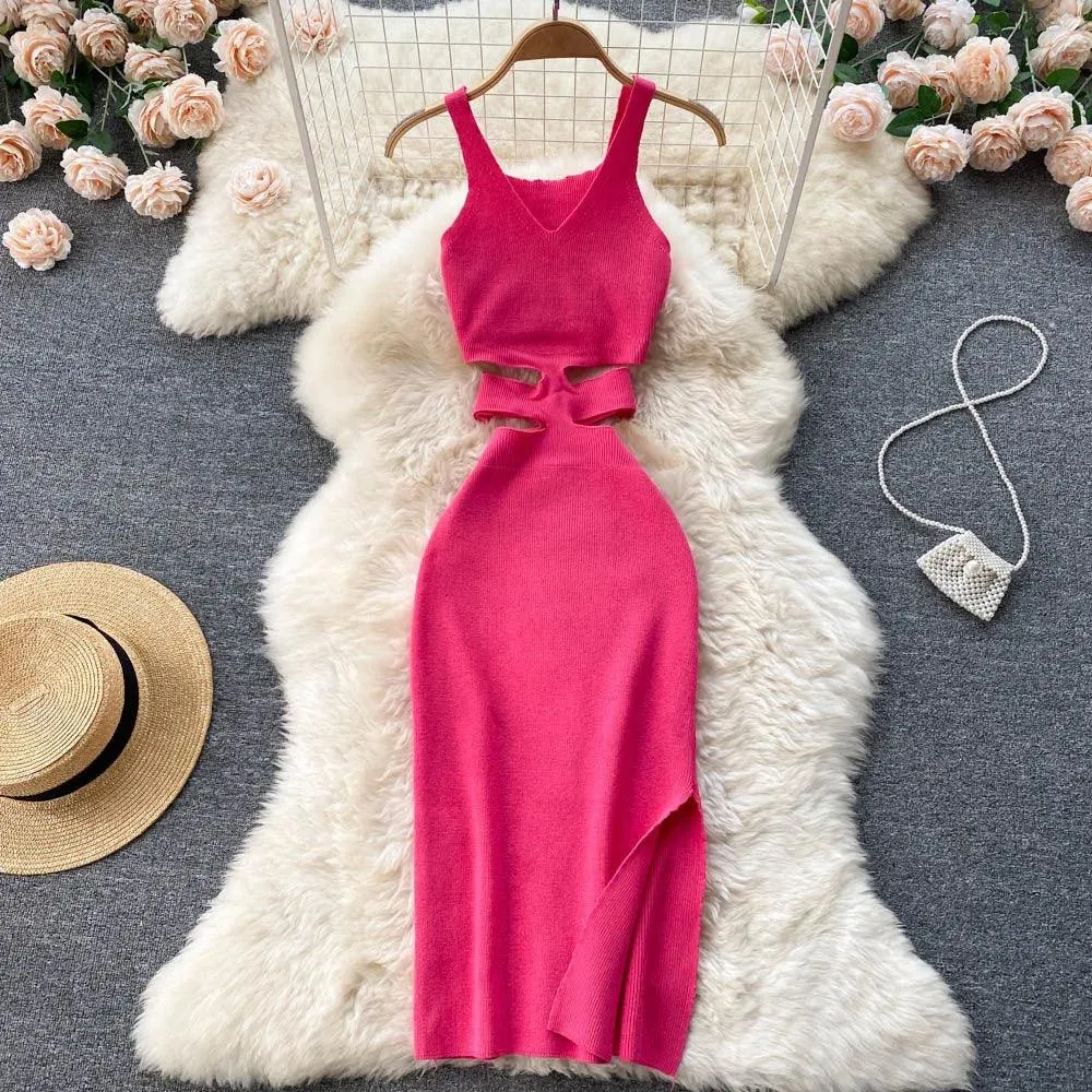 Sexy Cut Out Bodycon Sundress: Chic Knitwear Fashion for Modern Women