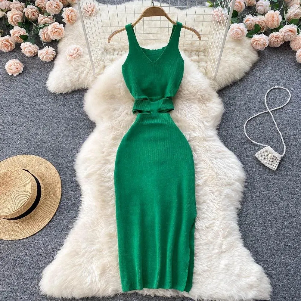 Sexy Cut Out Bodycon Sundress: Chic Knitwear Fashion for Modern Women