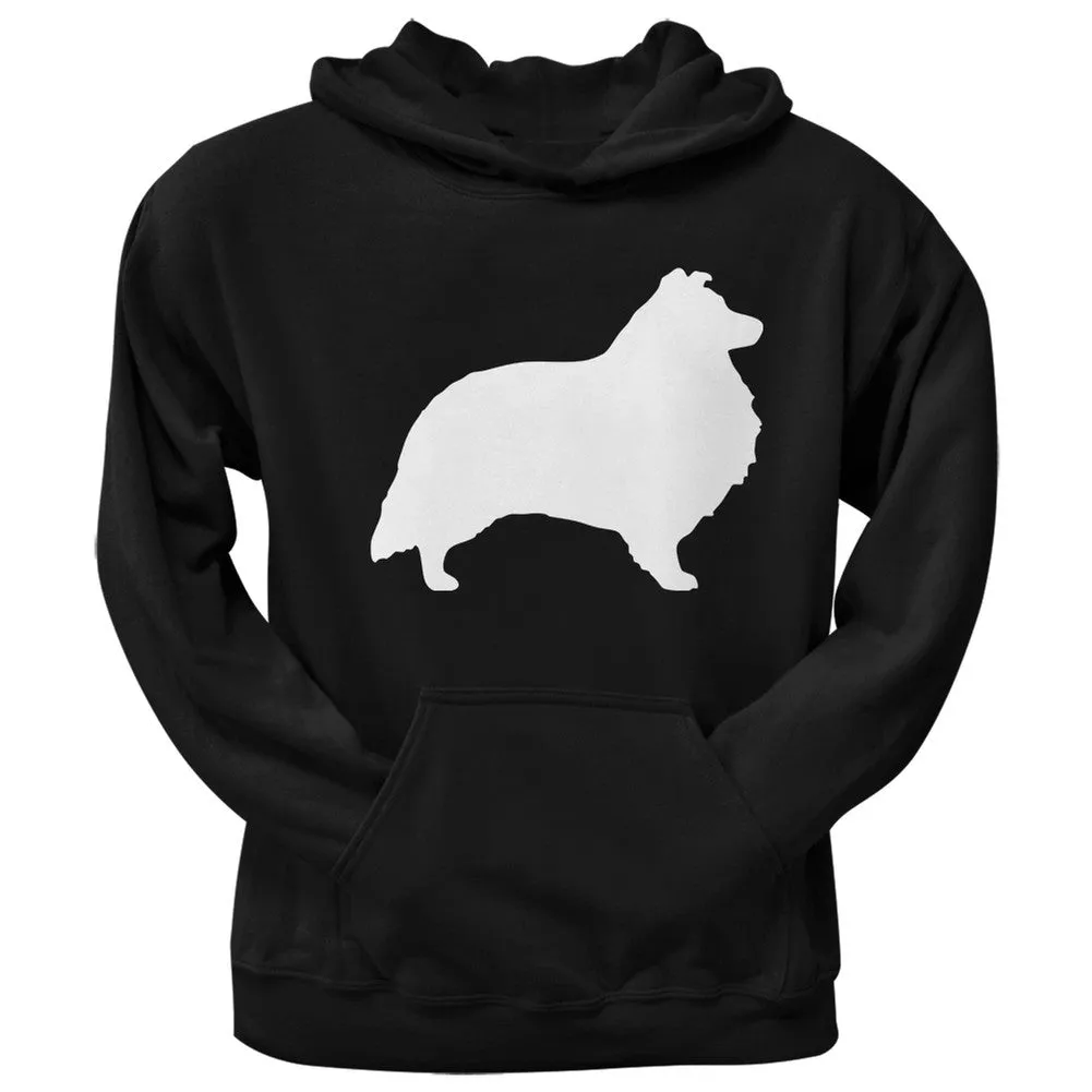 Sheltie Silhouette Black Adult Pullover Hoodie