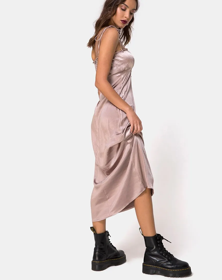 Shilia Dress in Satin Mink