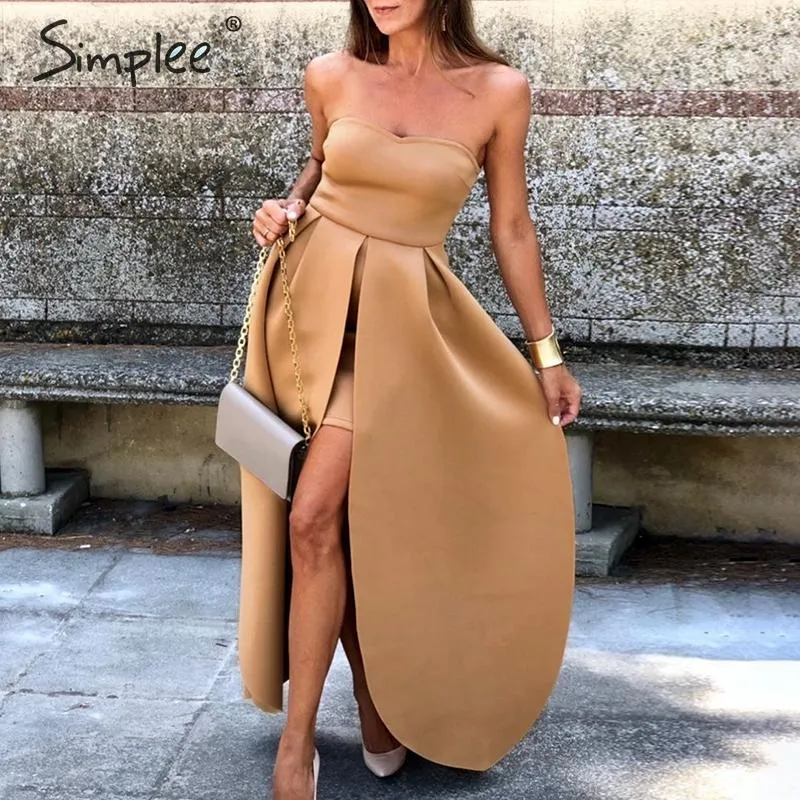 Simplee Elegant women evening party dress ladies autumn solid chic bodycon dress