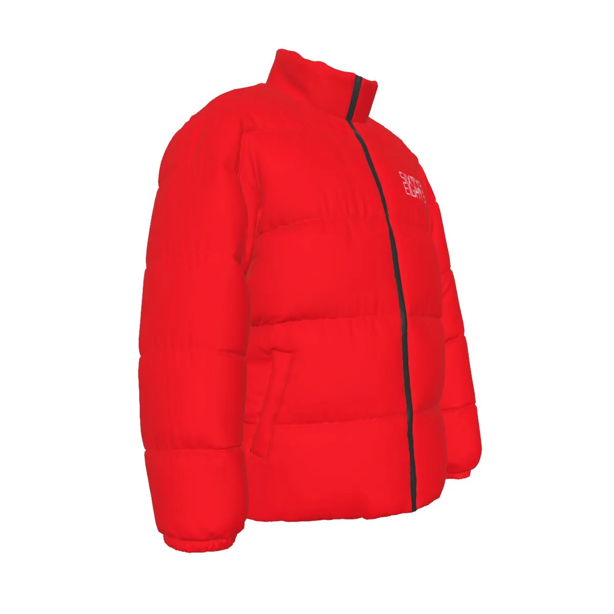 Sixty Eight 93 Logo White Red Unisex Puffer Jacket