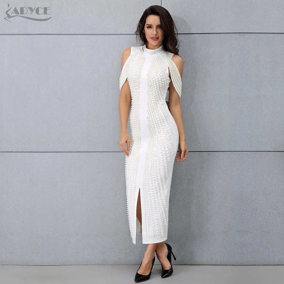 Sleeveless Long Sexy Beadings Turtleneck Back Splitting Dress