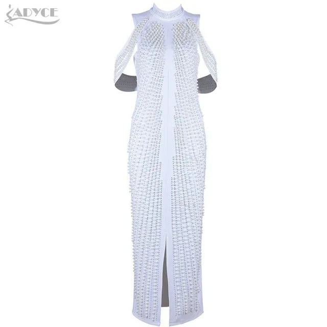 Sleeveless Long Sexy Beadings Turtleneck Back Splitting Dress