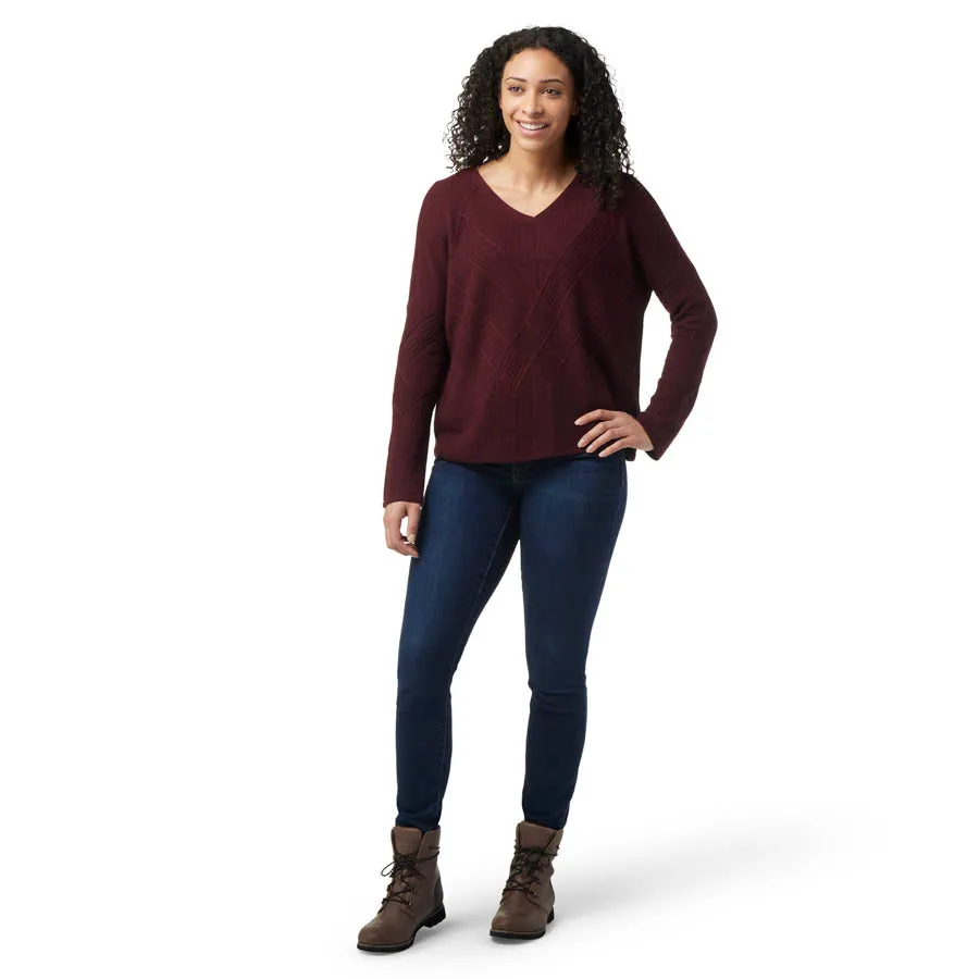 Smartwool Shadow Pine Cable V-Neck Womens Sweater 2023