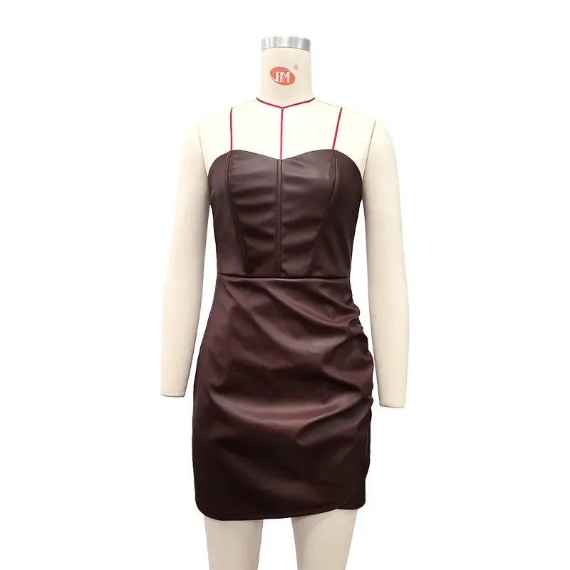 Strapless Faux Leather Mini Dress