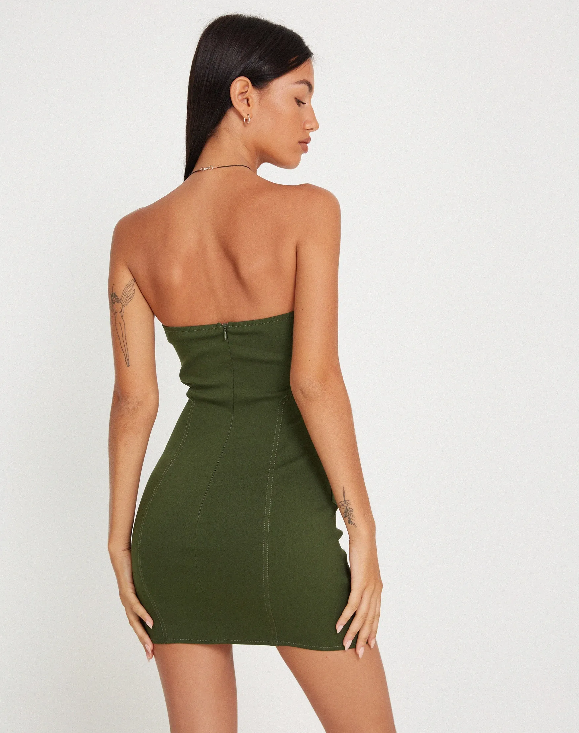 Summer Bodycon Mini Dress in Tailoring Chive