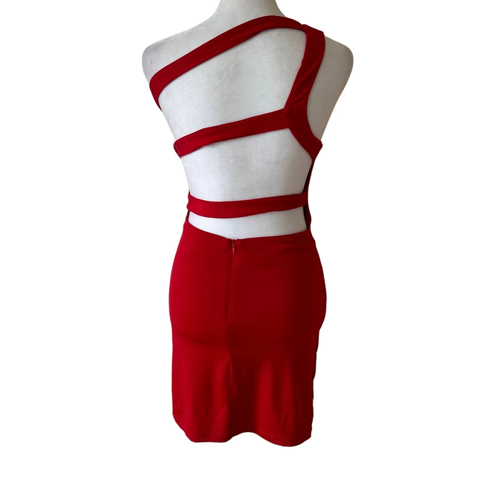 Superdown Womens One Shoulder Red Knit Bodycon Dress Size Small