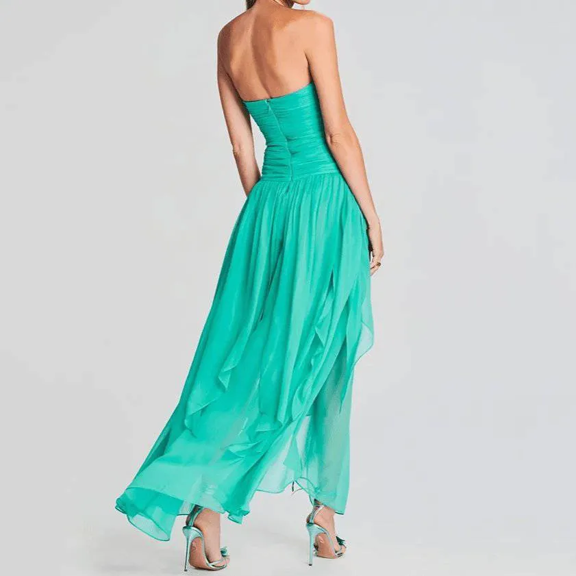 Susie Strapless Pleated Open Back Maxi Dress