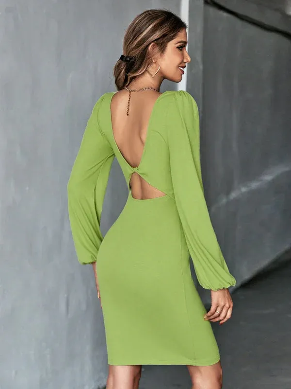 TastyHottie - KNITTED SEXY BACKLESS LONG-SLEEVED DRESS