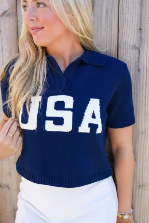 The Love For The USA Cropped Sweater