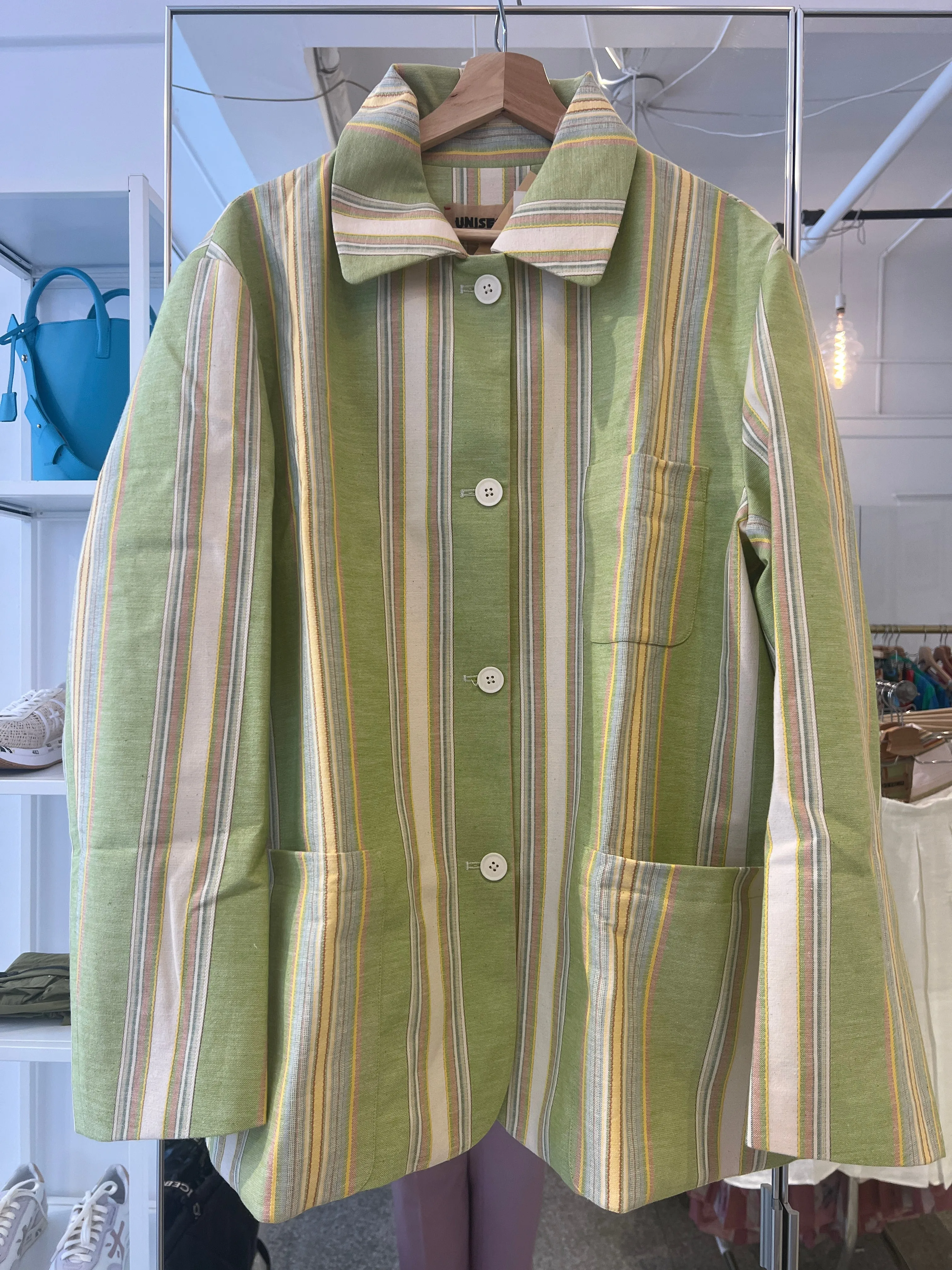 Unisecon -Nicole Jacket:  Wide Stripes, Green and Yellow