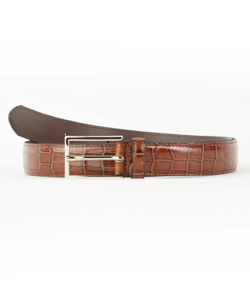 Wilkes & Riley Cognac Embossed Aligator Belt