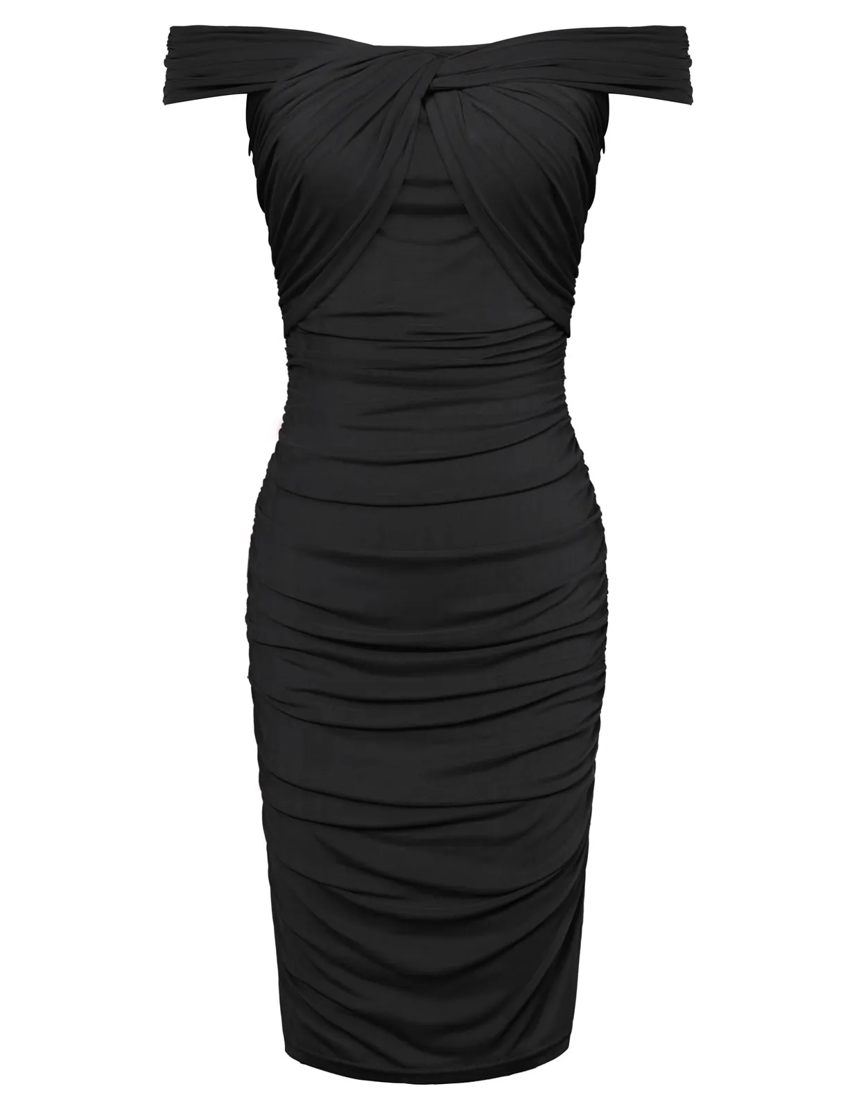 Women Ruched Party Dress Off-Shoulder Above Knee Bodycon Dress