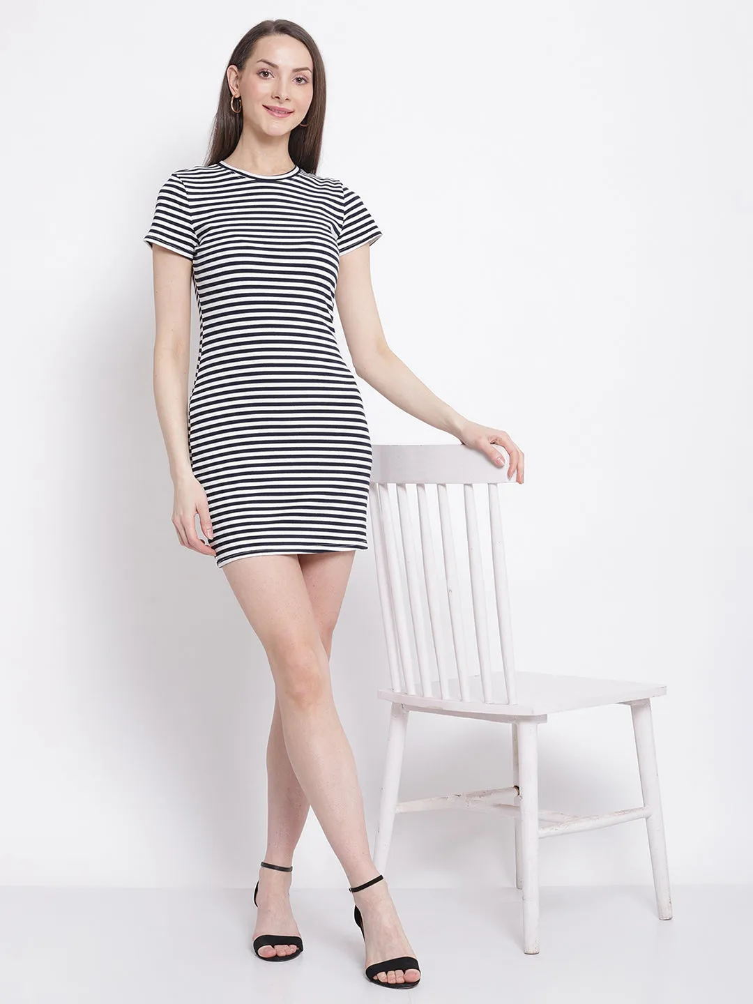 Women Striped Slim Fit Bodycon Dress