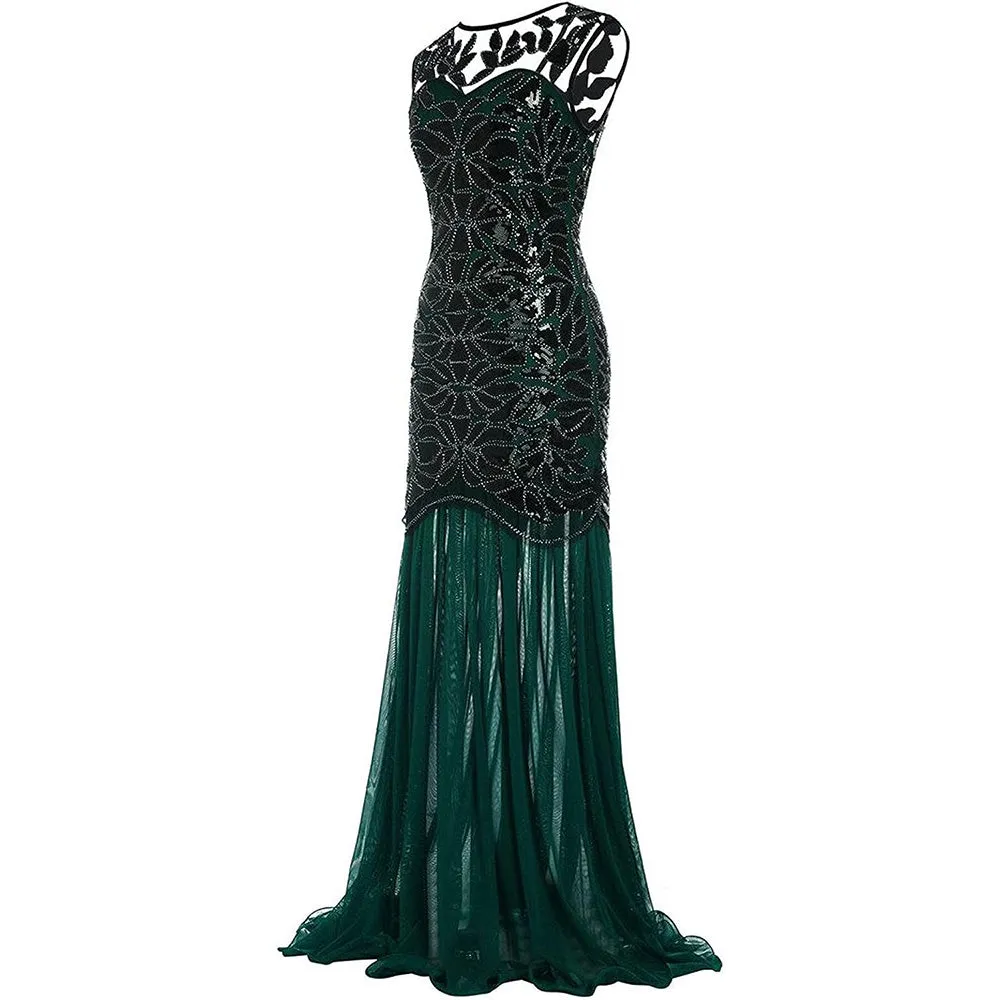 Women's 1920s Flapper Dress Vintage Gatsby Party Sequin Maxi Cocktail Dresses